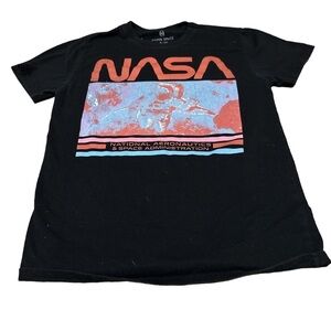 Women’s small nasa black t-shirt space astronauts galaxies science fun casual